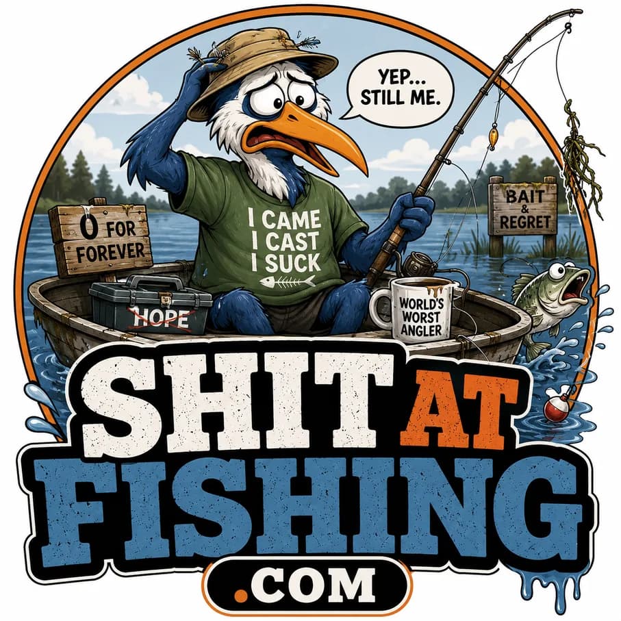 ShitAtFishing.com — Fat Heron catalog illustration