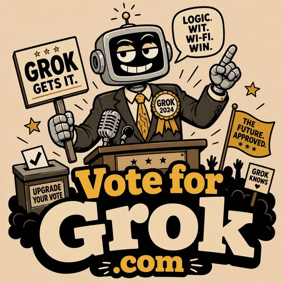 VoteForGrok.com — Fat Heron catalog illustration